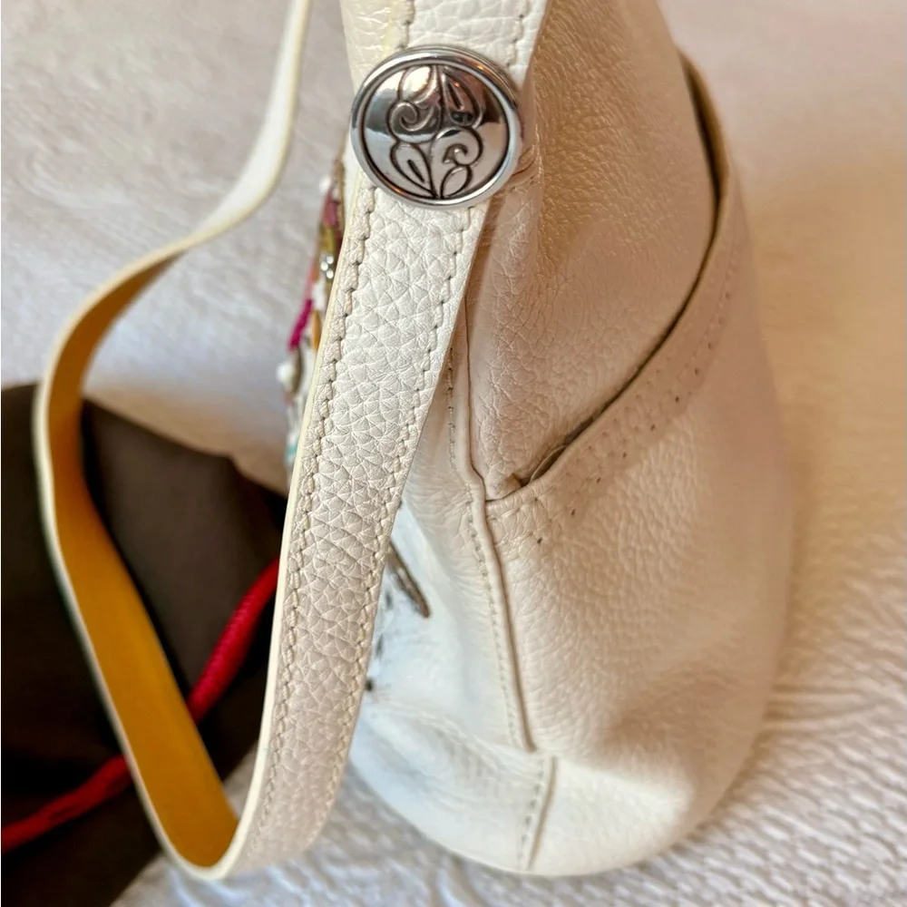 Brighton Hazel Floral Embroidered White Leather Shoulder Bag - Picture 10 of 11